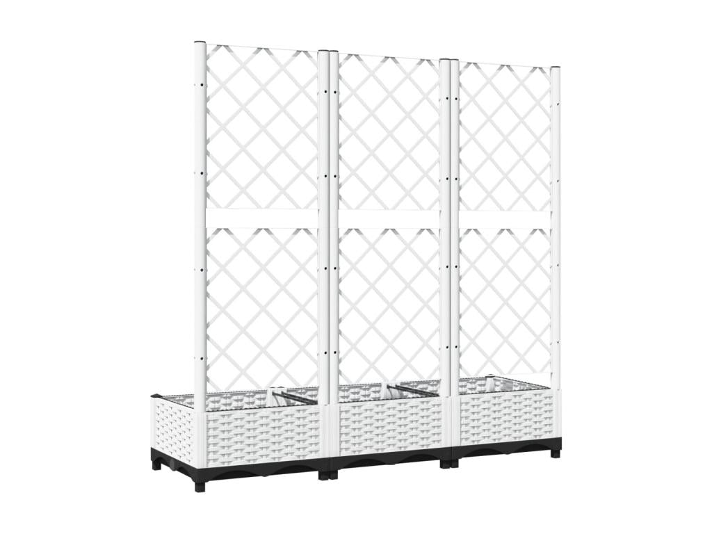 Planter with trellis, white, 120x40x121.5 cm, PP