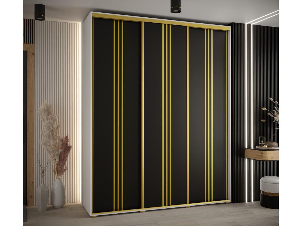 Vertchez 6-door sliding wardrobe, 235.2/200/45 cm, 3 doors, White/Black/Gold
