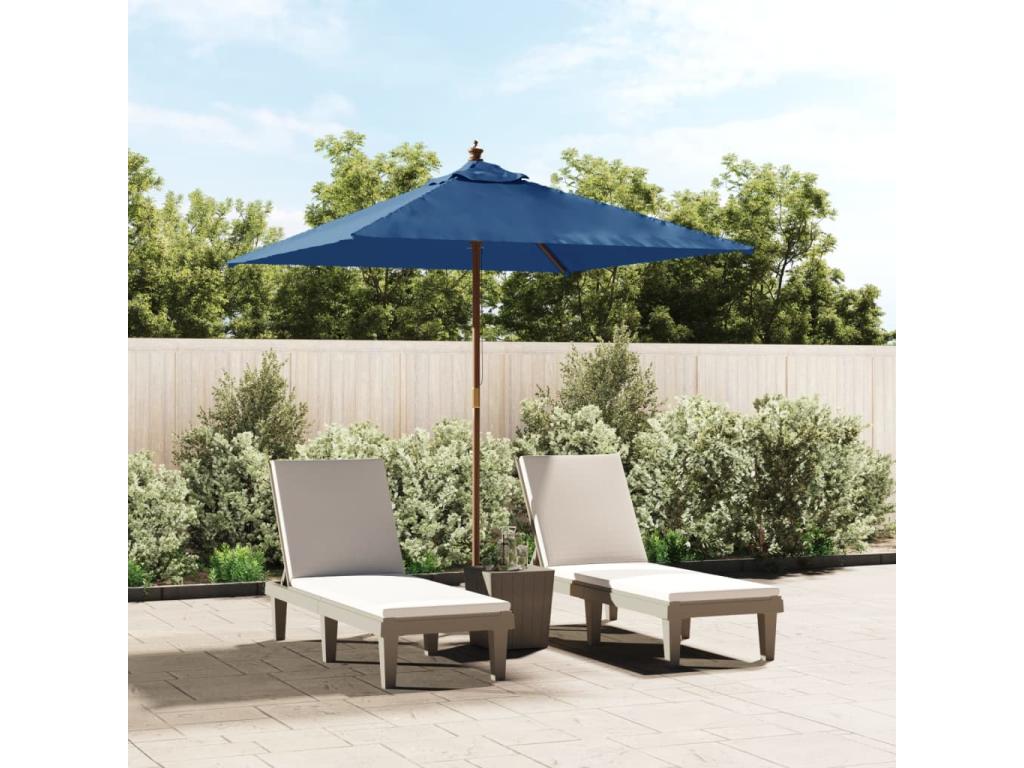 Garden parasol with azure blue wooden pole, 198x198x231 cm