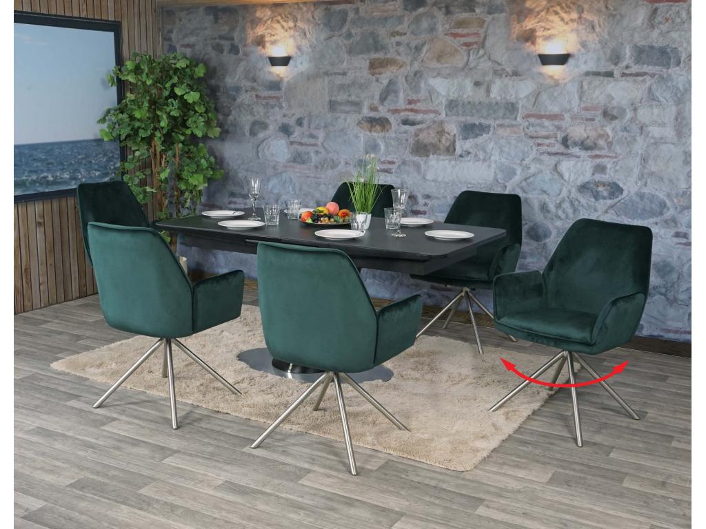 Vertchez-G67 dining chair, set of 6, green stainless steel