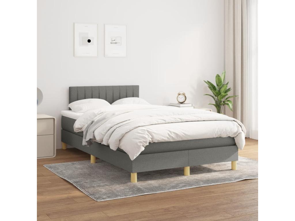 Bed base in Vertchez with dark grey 120x190 mattress, fabric