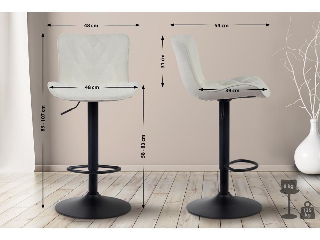 Set of 2 Bar Stools - Fabric/Metal - Cream - Vertchez