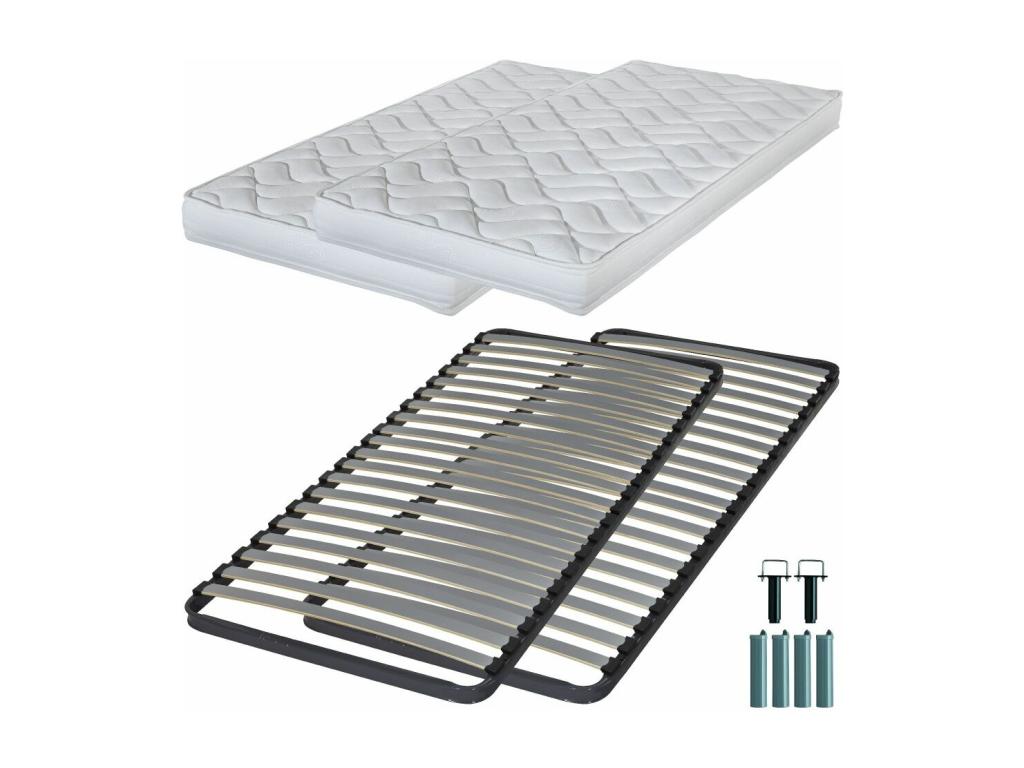 Foam mattress with metal base C220 2x90x190 Vertchez - Height 13 cm - Firm support
