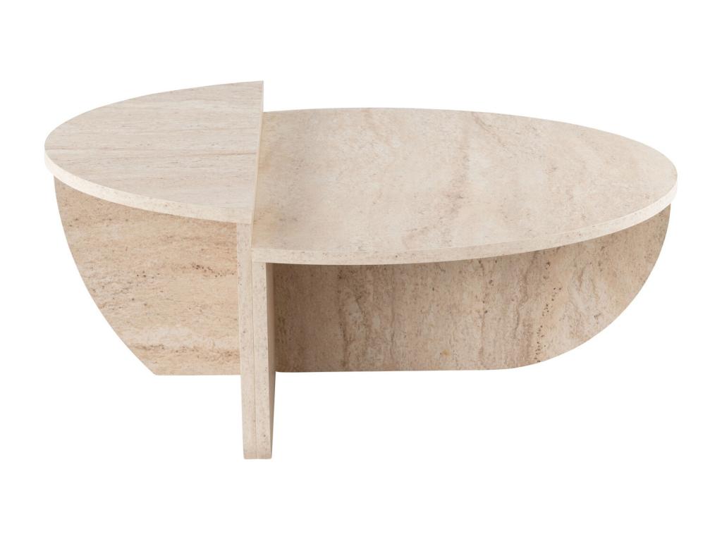 Set of 2 coffee tables - Beige travertine effect - Vertchez