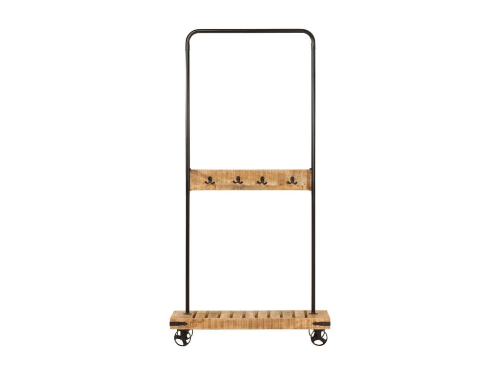 Clothes rack and wheels 90x35x190 mango wood and iron