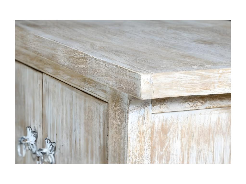 TV stand with 1 drawer, white wood, 230x50x44cm - Vertchez