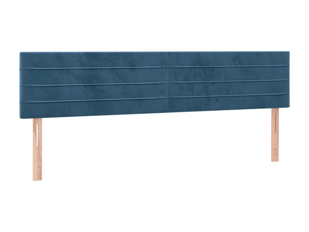 Upholstered bed base and mattress, dark blue, 200x200cm, velvet