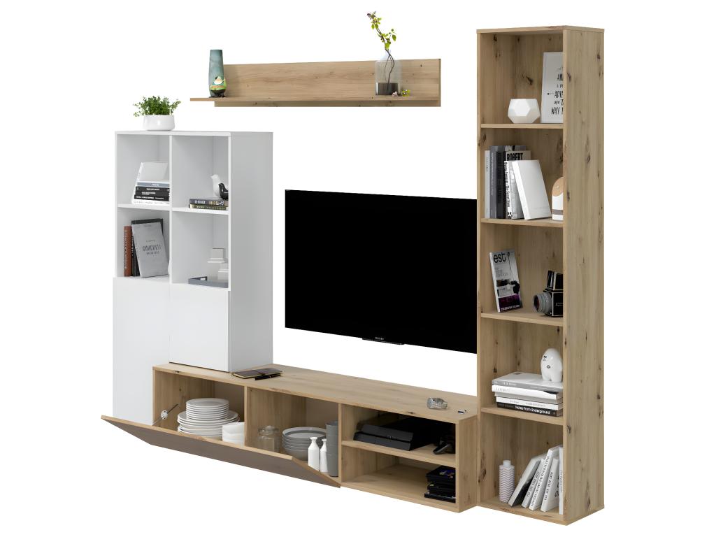 Living room set in Nordic oak and white Arctic color