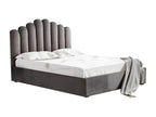 2-seater storage bed 140x190 cm Vertchez grey velvet