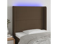 LED Headboard, Dark Brown, 93x16x118/128 cm, Fabric