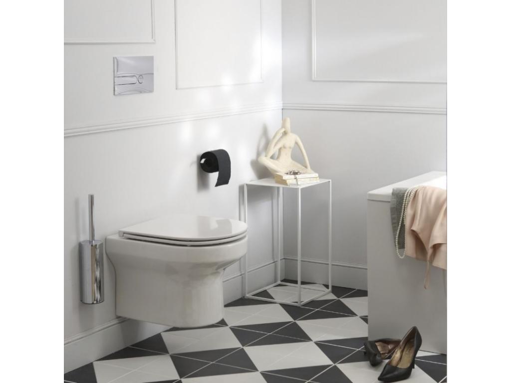 Vertchez rimless wall-hung toilet pack with concealed cistern and backplate, glossy black/matte black