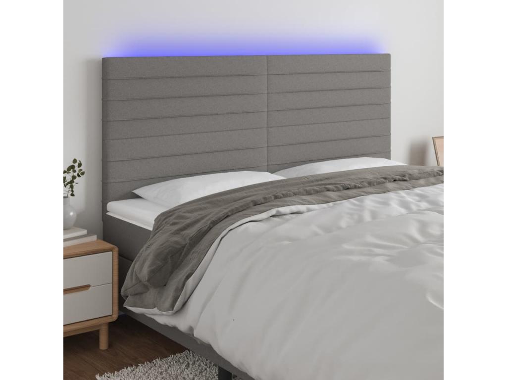 Dark Grey LED Headboard 180x5x118/128 cm Fabric