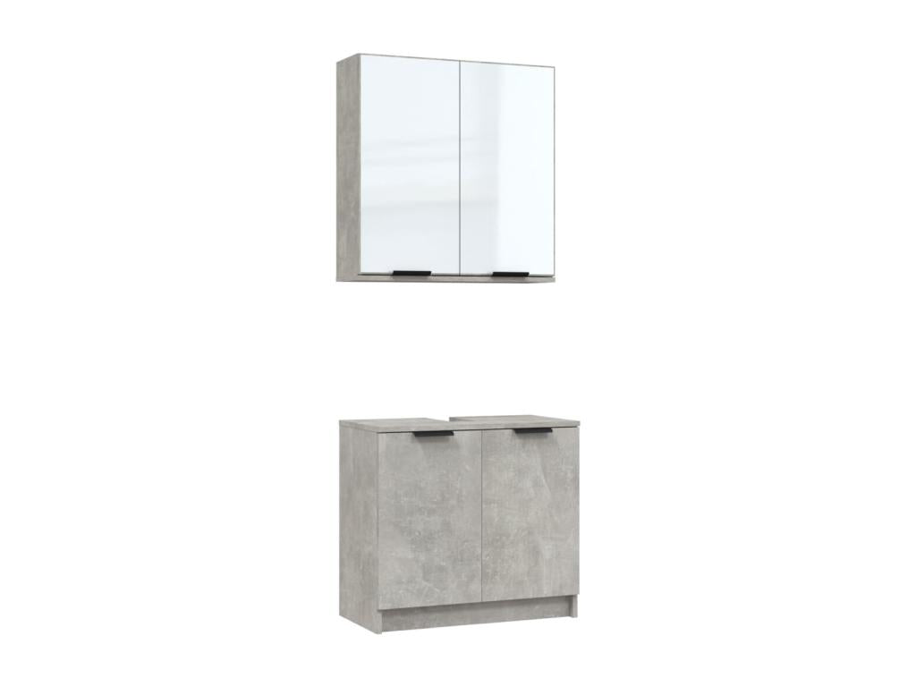 2-piece bathroom furniture set, concrete grey, engineered wood