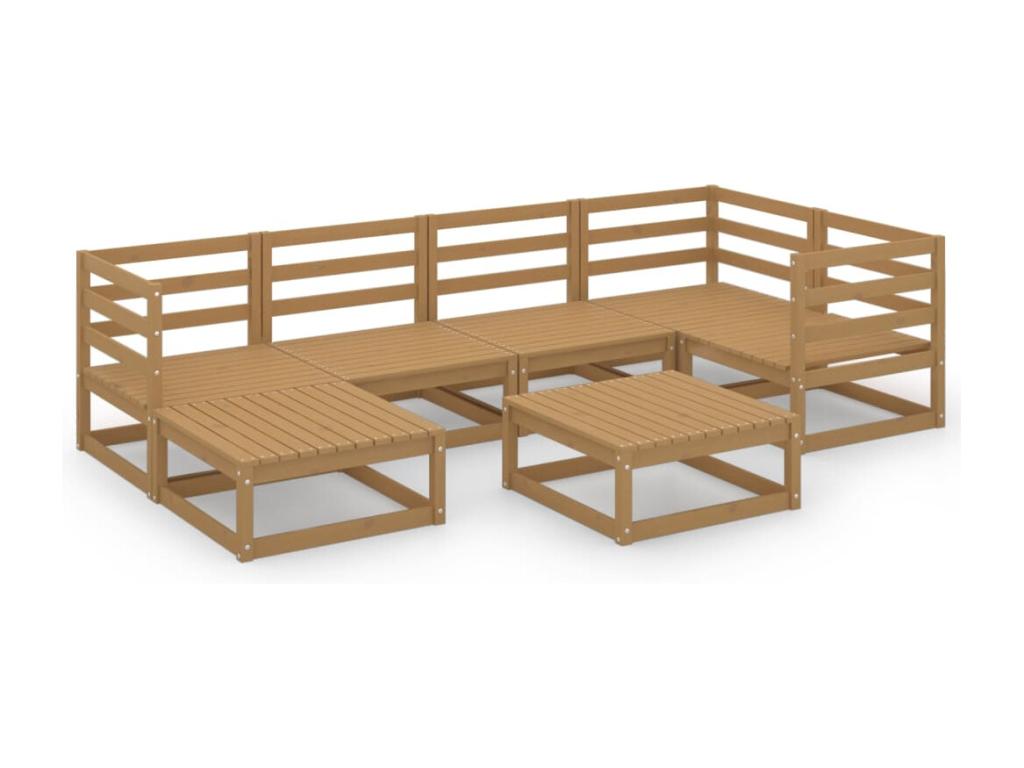 7-piece garden furniture set, honey brown, solid pine wood
