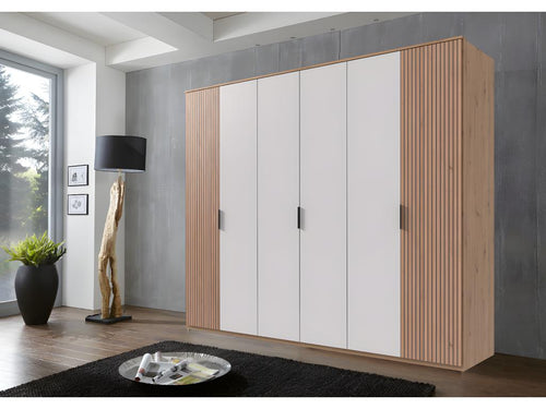 Wardrobe with cornice, white oak effect, Vertchez - W- 270 x H- 210 x D- 58 cm?