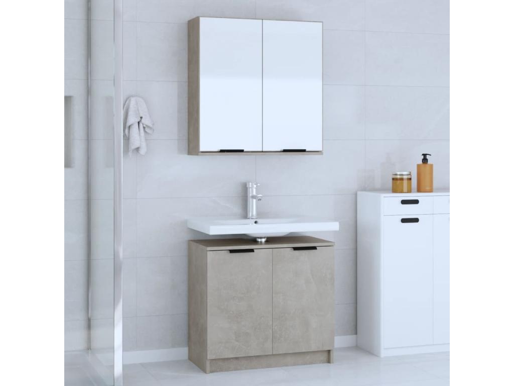 2-piece bathroom furniture set, concrete grey, engineered wood