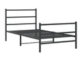 Metal bed frame with headboard/footboard, black, 100x200 cm