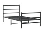 Metal bed frame with headboard/footboard, black, 100x200 cm