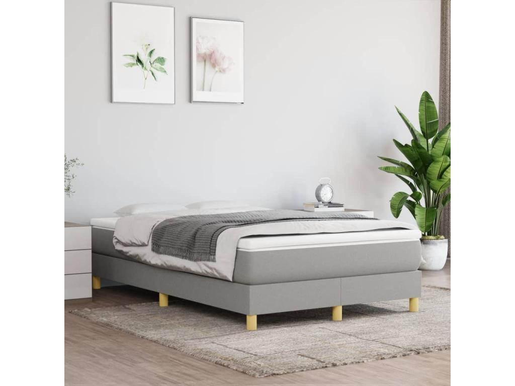 Bed base and light grey mattress 120x190 cm fabric in Vertchez