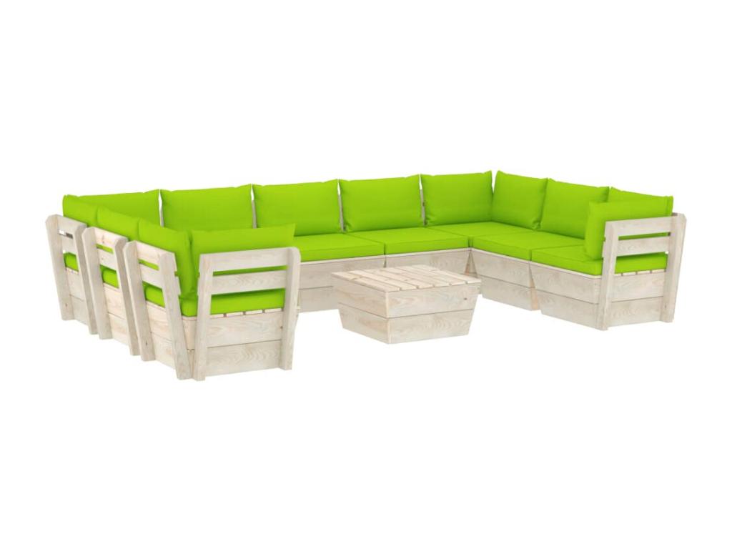 10-piece pallet garden furniture set with cushions, impregnated spruce, 16
