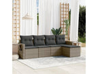 5-piece garden furniture set with grey resin wicker cushions