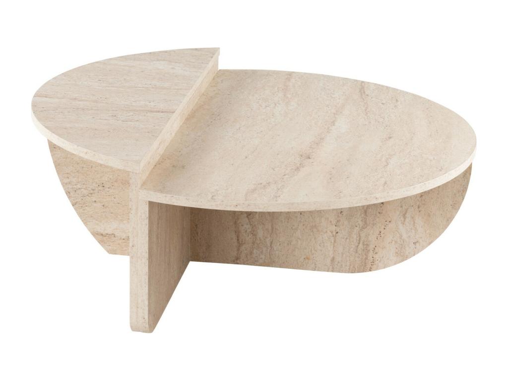 Set of 2 coffee tables - Beige travertine effect - Vertchez