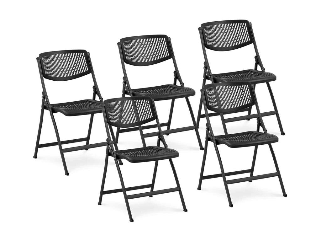Set of 5 chairs for restaurants, cafes, offices and waiting rooms, 150 kg max, folding design, black, 14 0006014