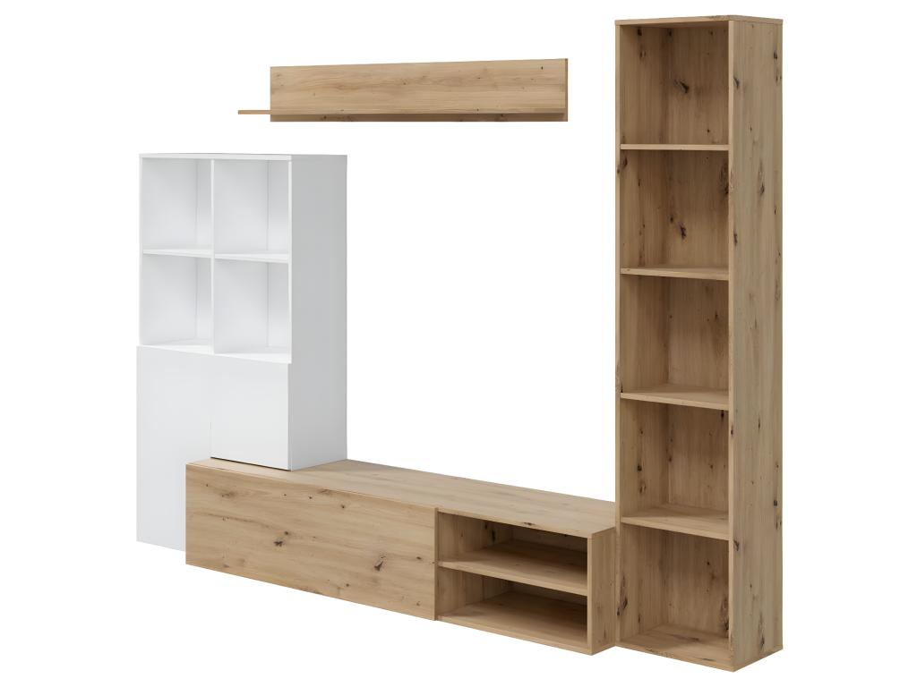 Living room set in Nordic oak and white Arctic color
