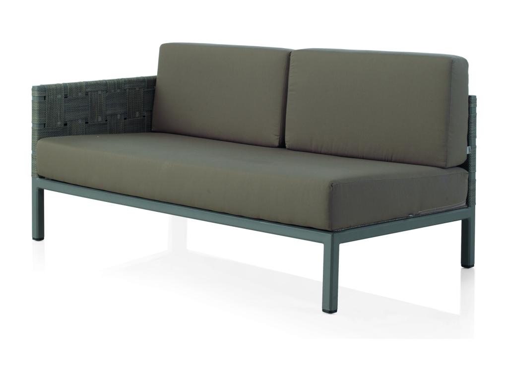 Vertchez aluminum right-arm sofa with brown cushions