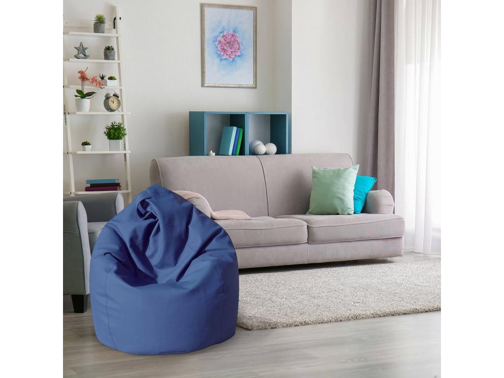 Vertchez Pouf, Multipurpose Armchair, Bag Chair, Footrest, Made in Italy, 70x70 h110 cm, Blue