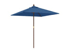 Garden parasol with azure blue wooden pole, 198x198x231 cm