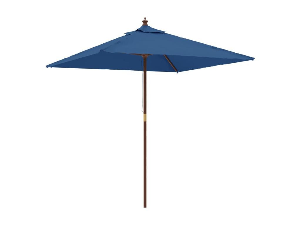 Garden parasol with azure blue wooden pole, 198x198x231 cm