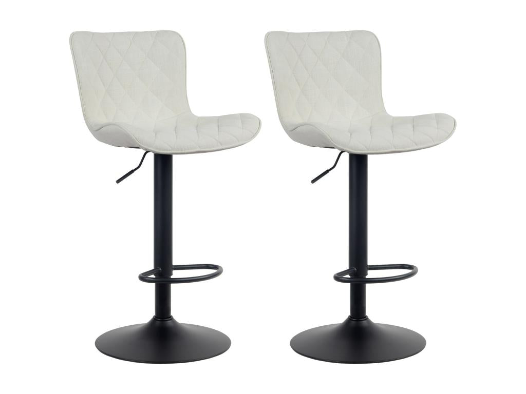 Set of 2 Bar Stools - Fabric/Metal - Cream - Vertchez