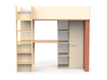 Loft bed with desk and wardrobe, 183 cm high - Vertchez