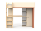 Loft bed with desk and wardrobe, 183 cm high - Vertchez
