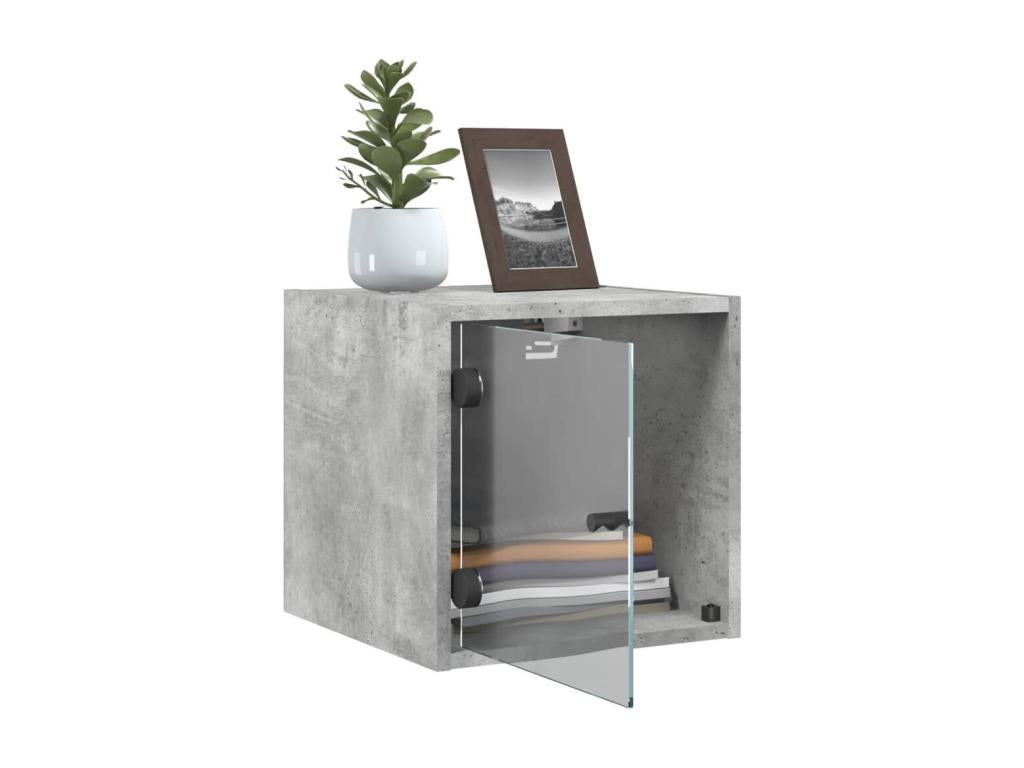 Vertchez Premium - Bedside tables and glass doors, 2 pcs, concrete grey, 35x37x35 cm