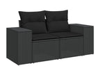 8-piece garden furniture set with cushions, black woven resin