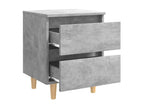 Bedside table with pine legs, concrete grey, 40x35x50