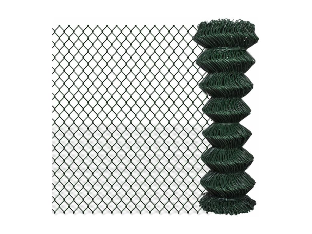Diamond mesh fence, steel, 1.25 x 15 m, green