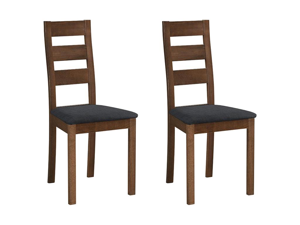 Set of 2 Vertchez chairs - Beech and fabric - Walnut and Anthracite colors