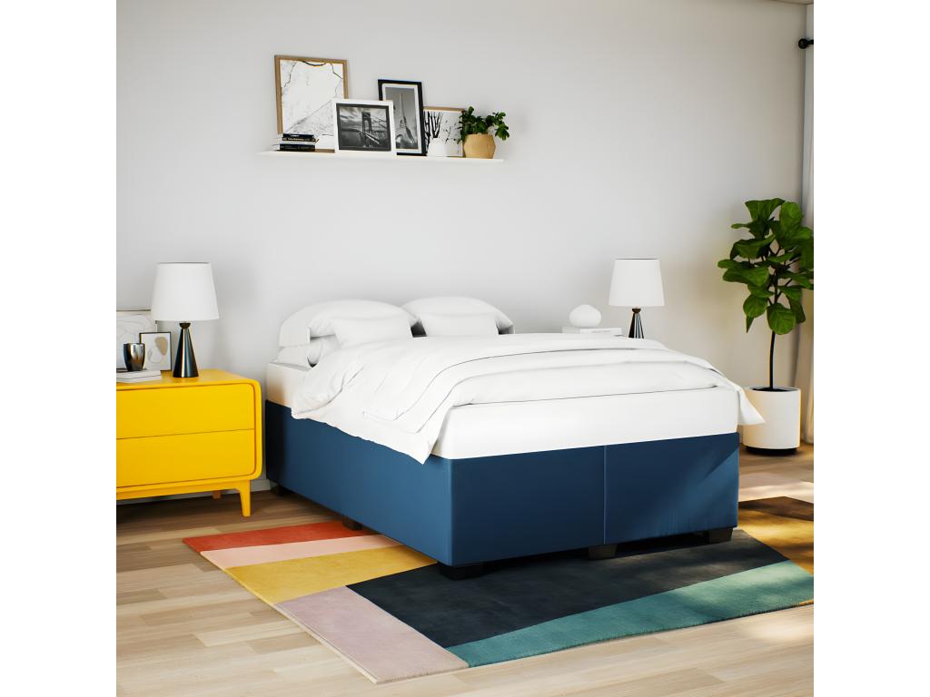 Bed frame Blue 140x190 cm Fabric