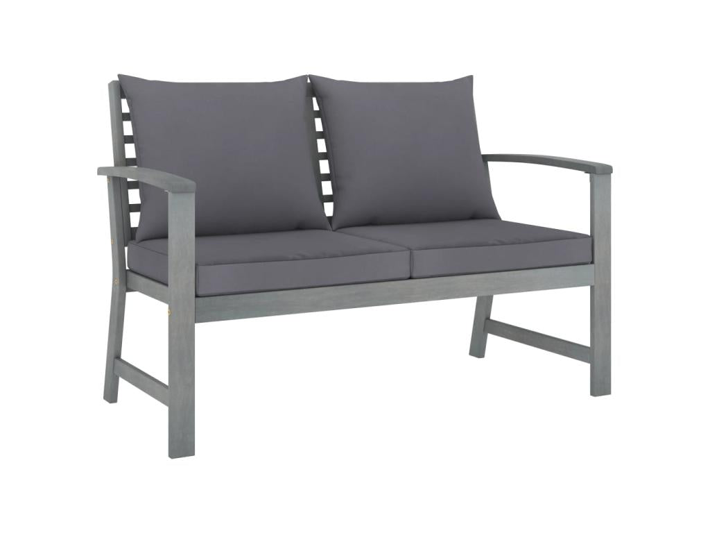 5-piece garden furniture set with cushions, solid Vertchez wood, grey