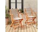 Garden armchairs in wood and textilene - Vertchez Grey Vertchez - 2 folding armchairs in oiled eucalyptus wood and textilene