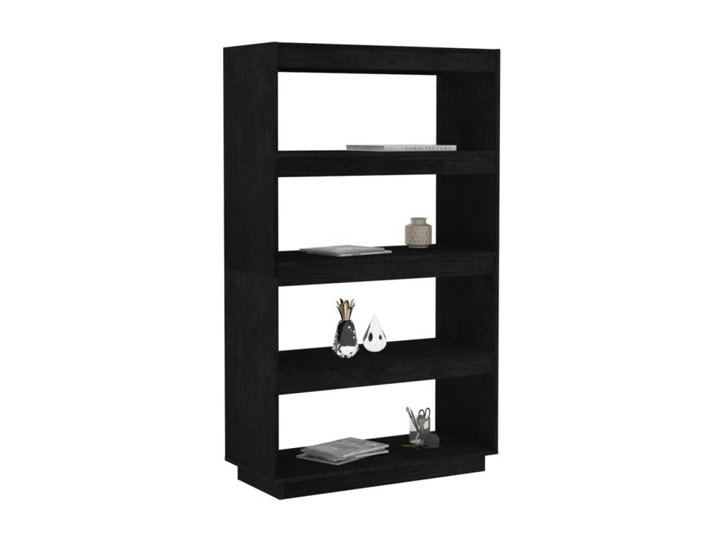 Bookshelf/Room Divider, Black, 80x35x135 cm, Solid Pine