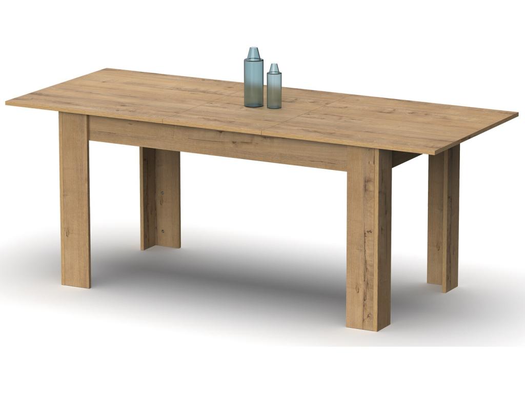 Extendable dining table in chipboard and melamine, golden oak finish - Length 140-195 x Depth 80 x Height 77 cm