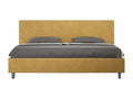 Vertchez size bed with 200x200 upholstered microfiber ochre slatted base Vertchez