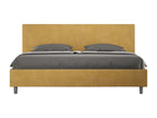 Vertchez size bed with 200x200 upholstered microfiber ochre slatted base Vertchez