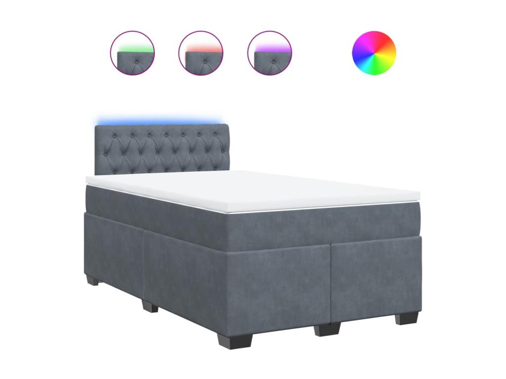 Vertchez bed base and dark grey 120x190cm velvet mattress