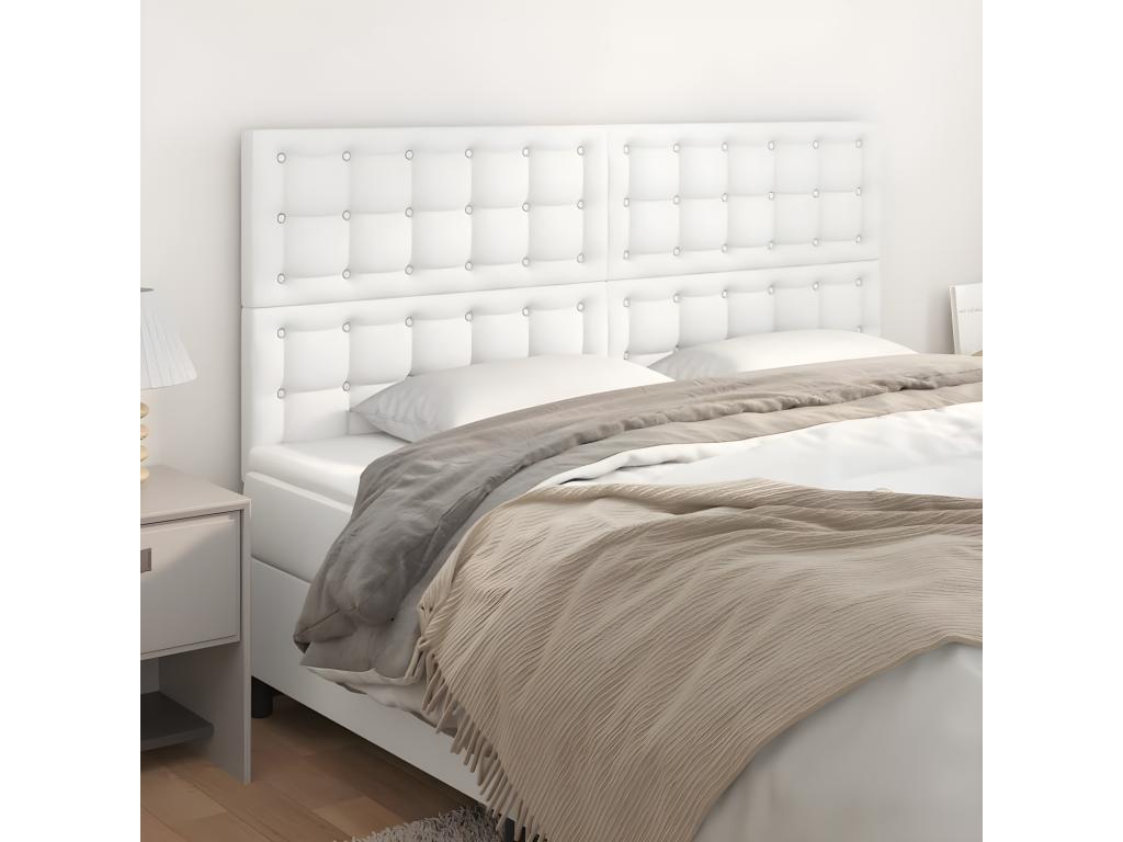 4-piece headboard set, white, 80x5x78/88 cm, faux leather