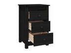 Black bedside table, 40x35x61.5 cm, solid pine wood